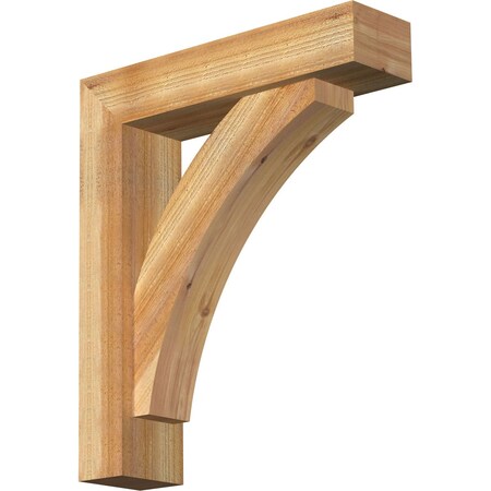 Ekena Millwork Thorton Block Rough Sawn Bracket w/ Offset Brace, Western Red Cedar, 6"W x 24"D x 28"H BKT0604X24X28THR05RWR